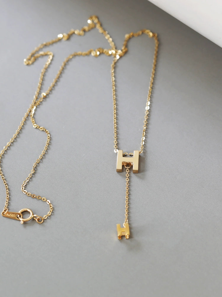 Bold H Chain Drop Necklace