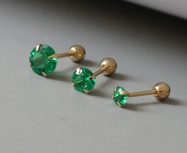 Four Claw Green Gem Stud Earrings