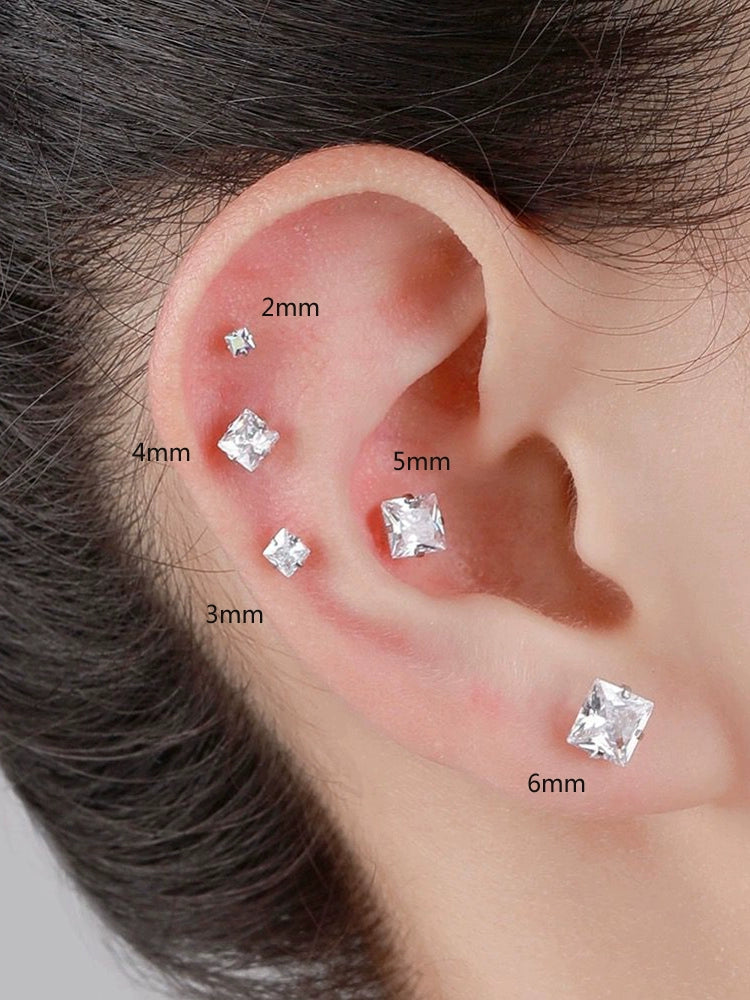 Moissanite Tile Stud Earrings