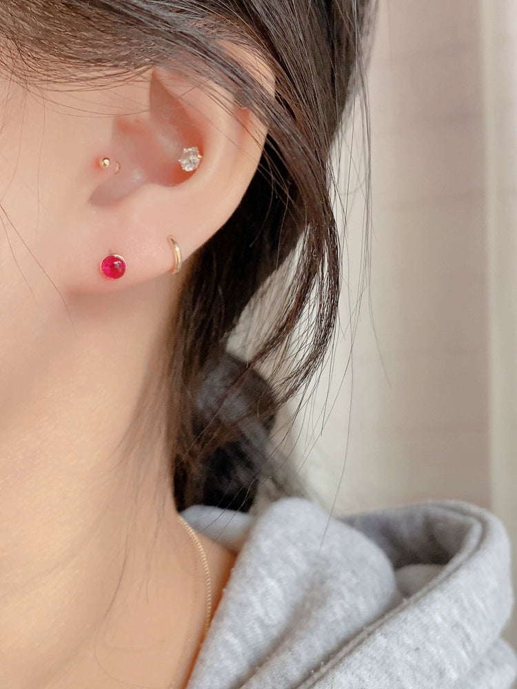 Pink Stone Stud Earrings