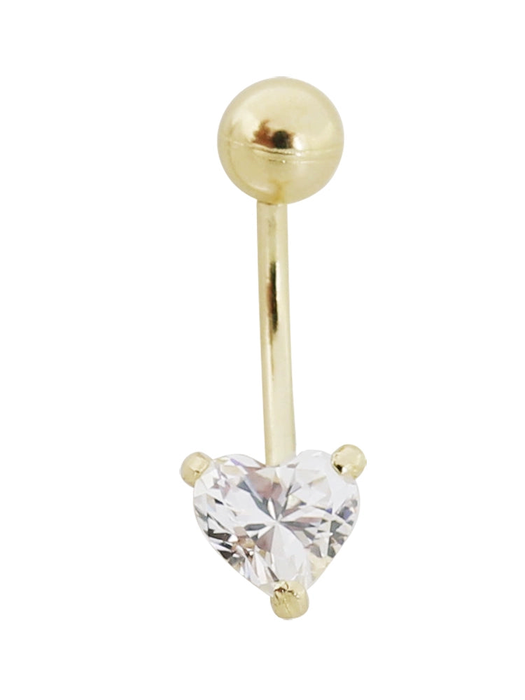 Moissanite Heart Navel Bar Ring