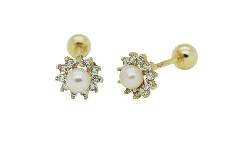 Pearl Sunflower Stud Earrings