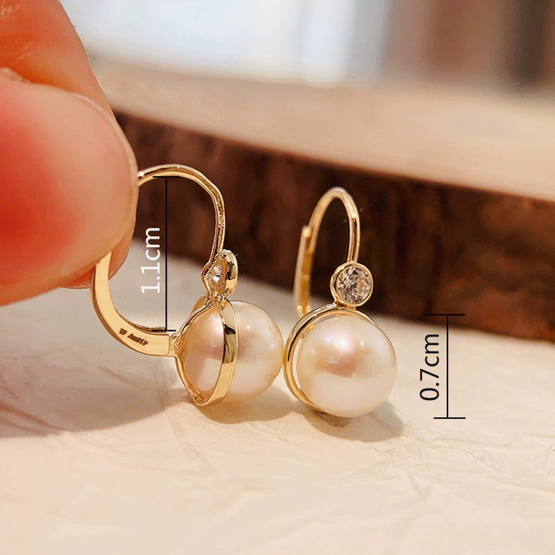 Pearl & Bezel Cup Hoop Earrings