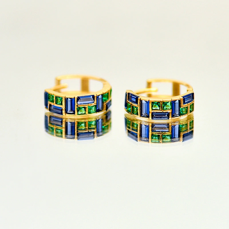 Stained Glass Huggie Hoops