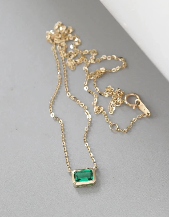 Green Moissanite Envelope Necklace