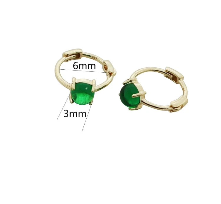 Jade Green Pea Huggie Hoops