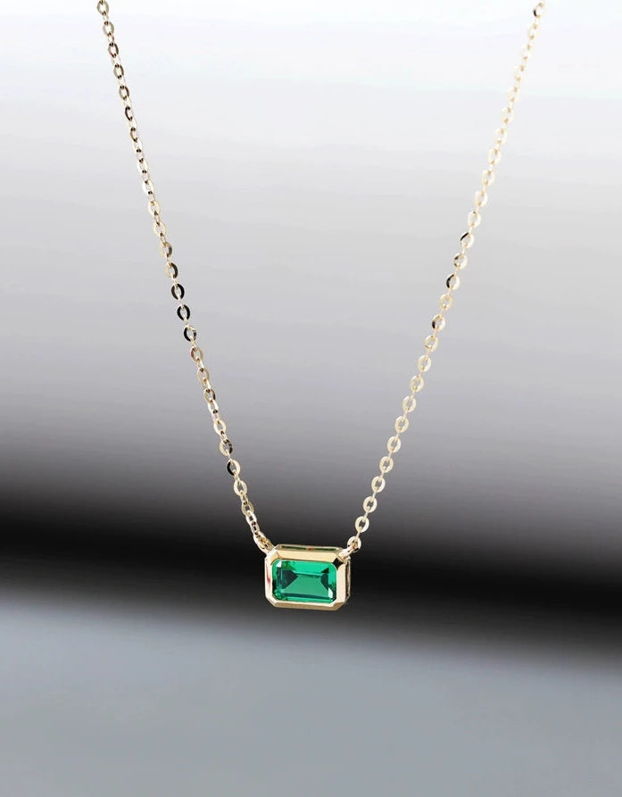 Green Moissanite Envelope Necklace