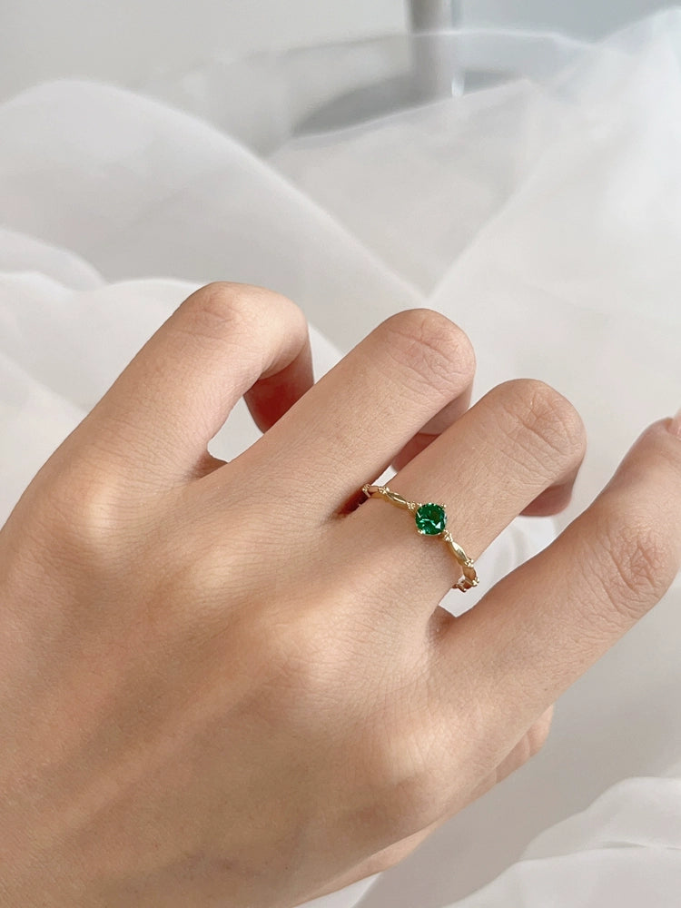 Kata Green Moissanite Beaded Stackable Ring