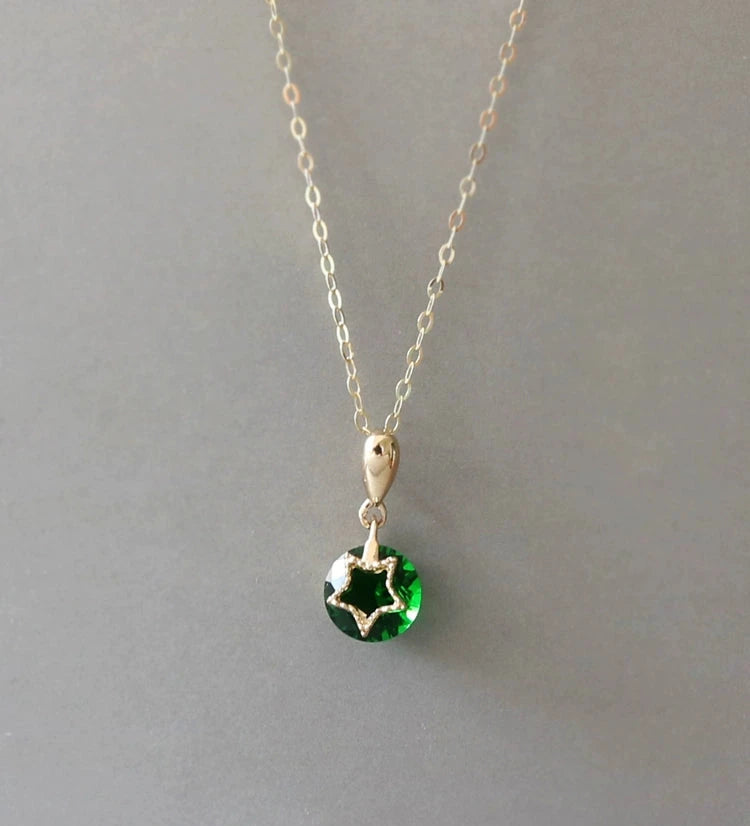 Green Mystic Star Stone Charm Necklace