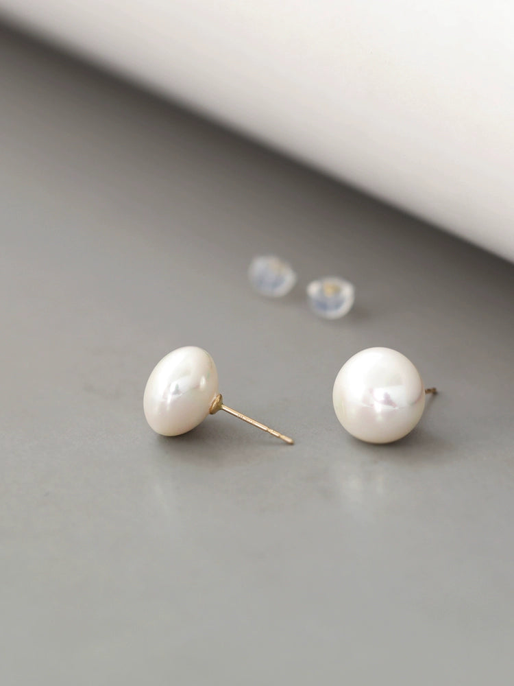 Pearl Button Stud Earrings