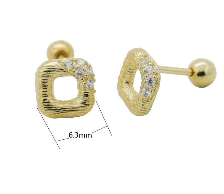 Brushed Square Bagel Stud Earrings