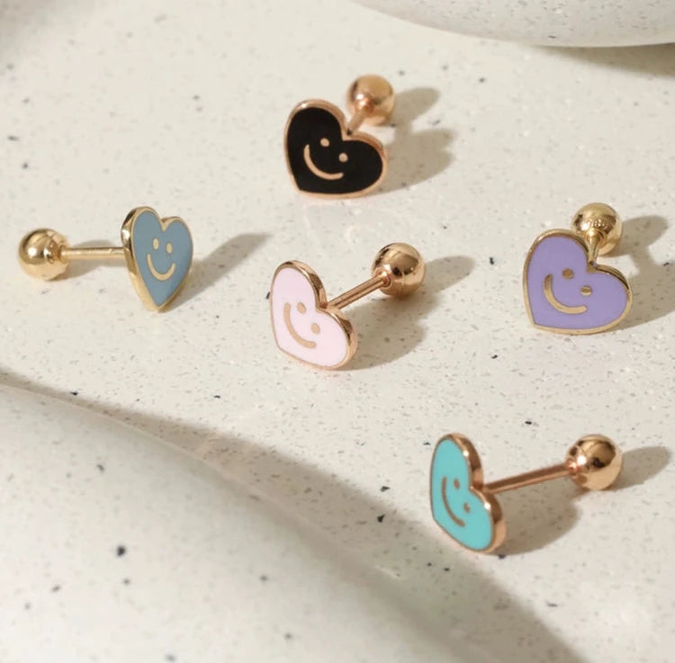 Happy Heart Stud Earrings