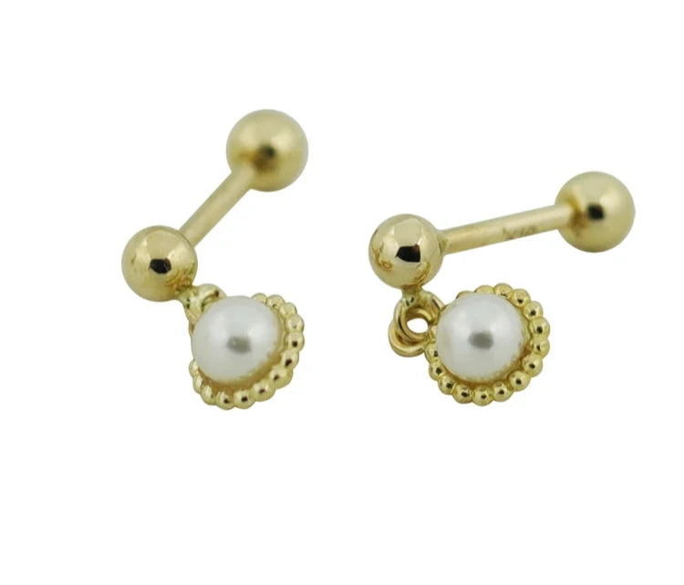 Beaded Pearl Sun Stud Earrings