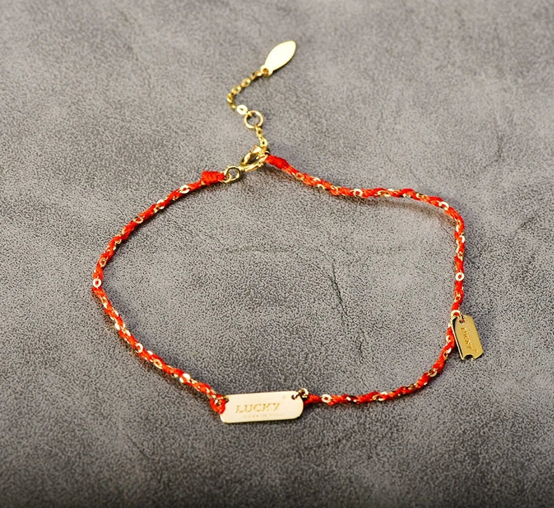 'Good Luck' Tag Red Rope Bracelet