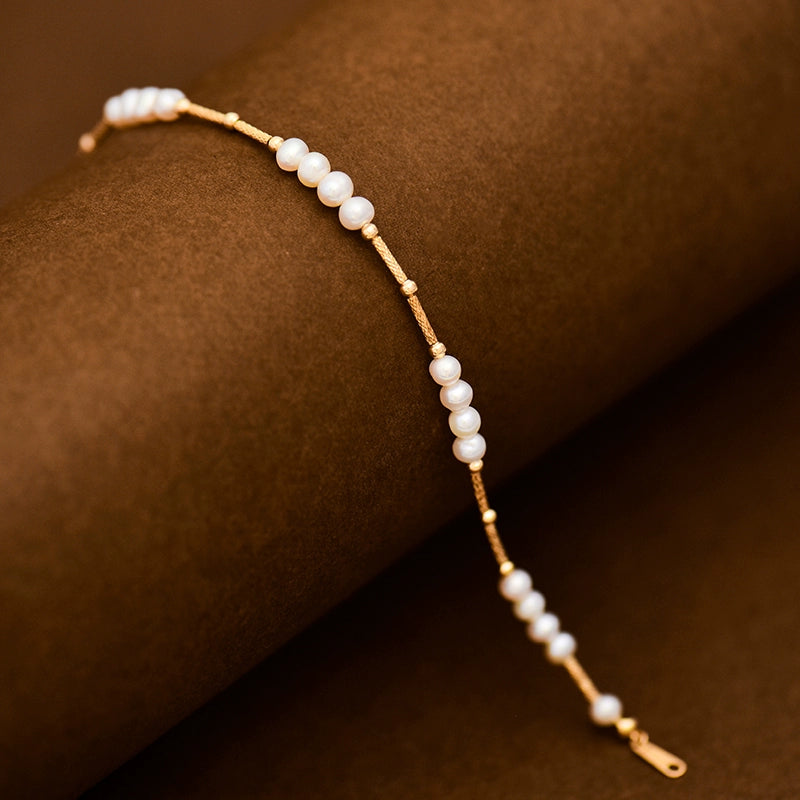 Trio Pearl Beaded Bangle Bracelet