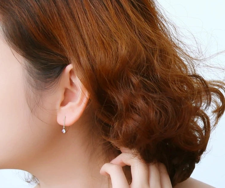 Semi Arc Gem Ear Hook Earrings