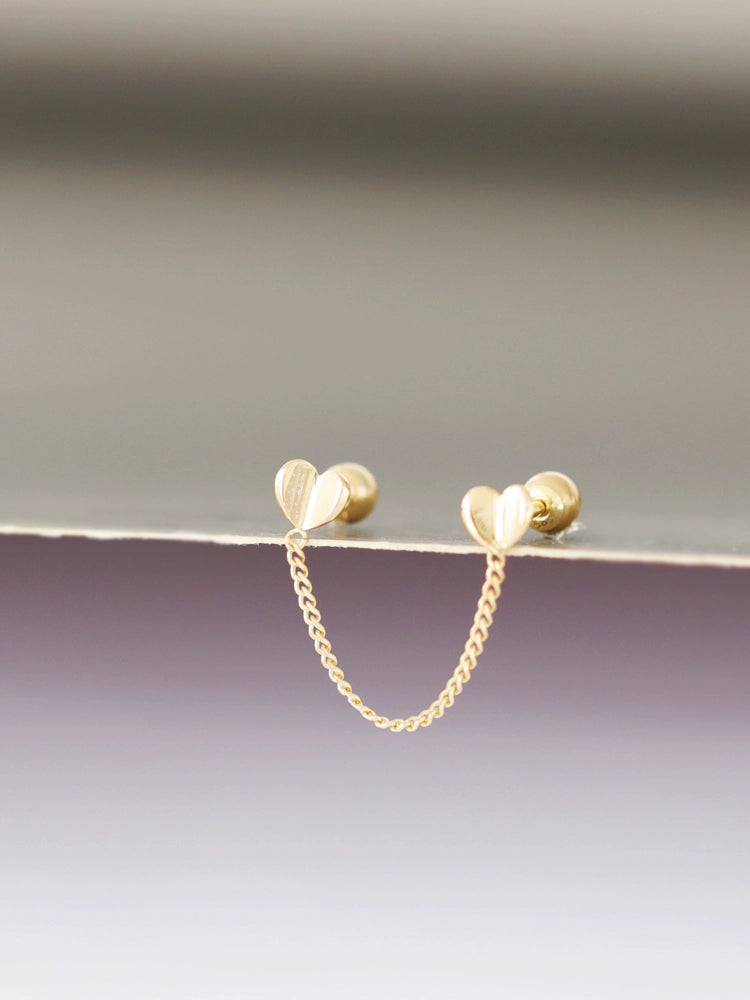 Flutter Heart Chain Stud Earrings