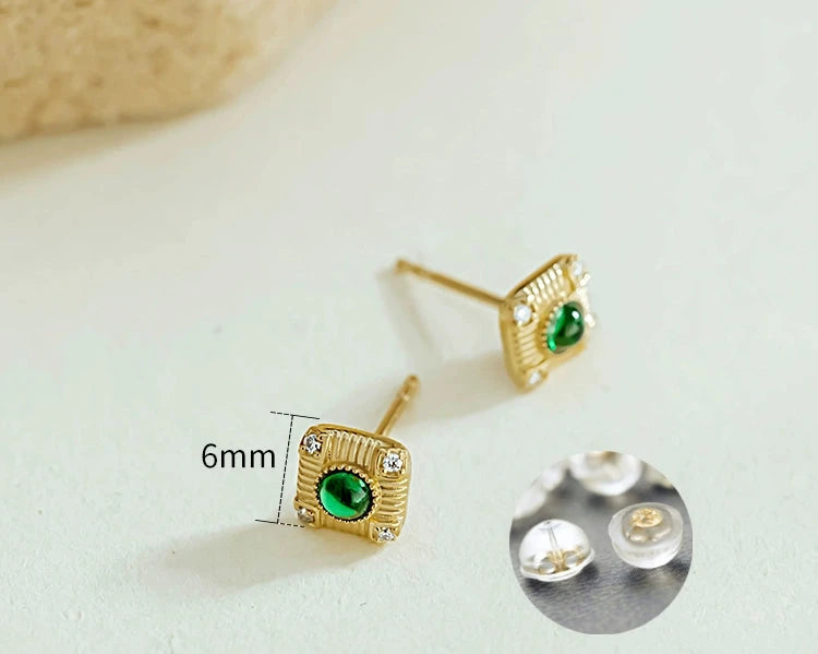 Vintage Square Tile Stud Earrings