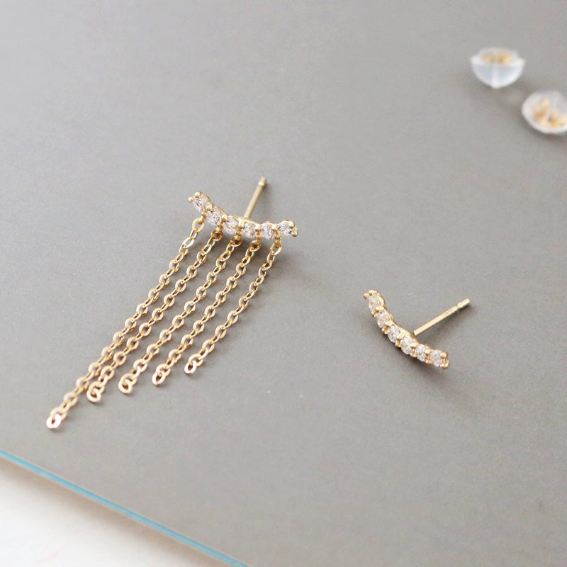 Asymmetric Athena Chains Stud Earrings