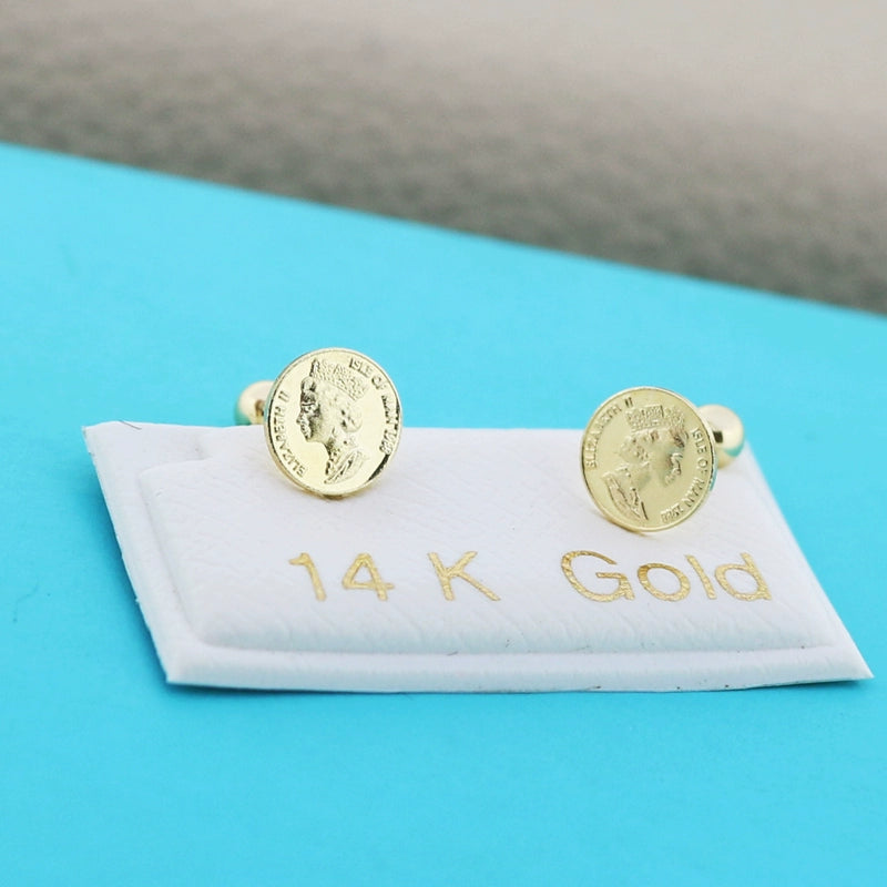 British Queen Coin Stud Earrings