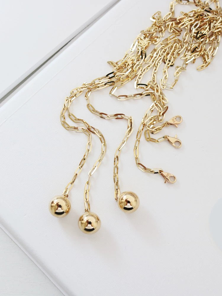 Adjustable Chunky Paperclip Chain Drop Dome Necklace