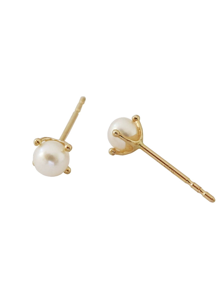 Four Bead Pearl Stud Earrings