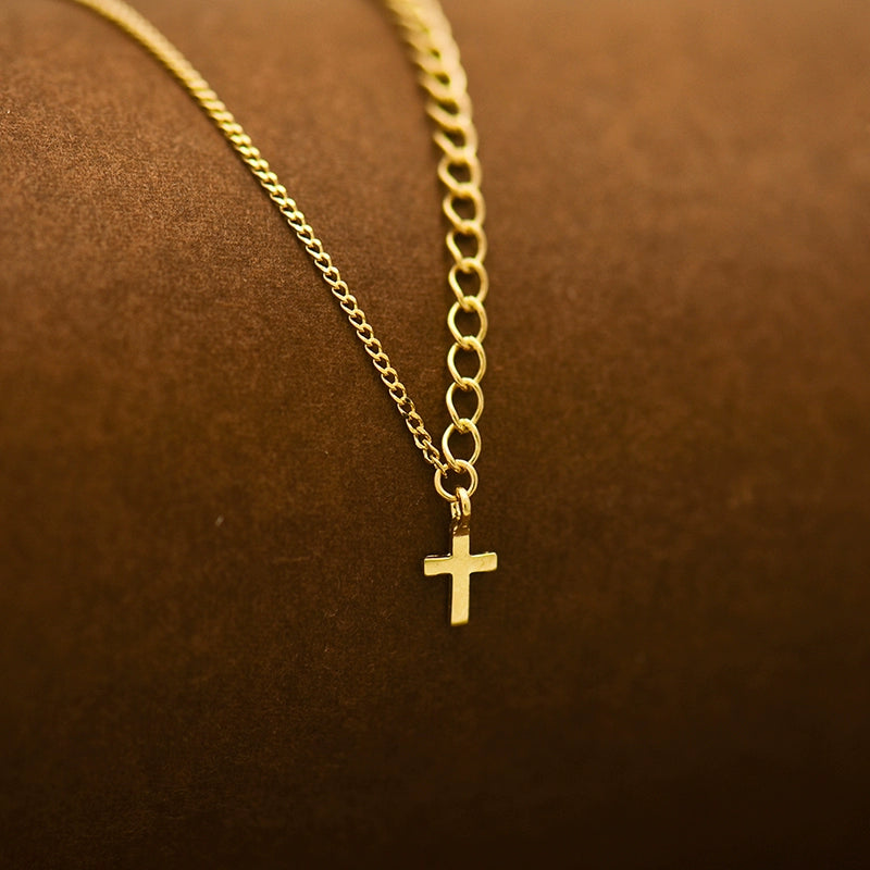 Asymmetric Chain Cross Choker Necklace