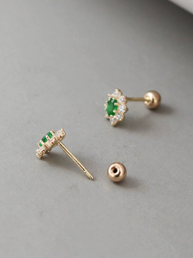 Green Cluster Stud Earrings