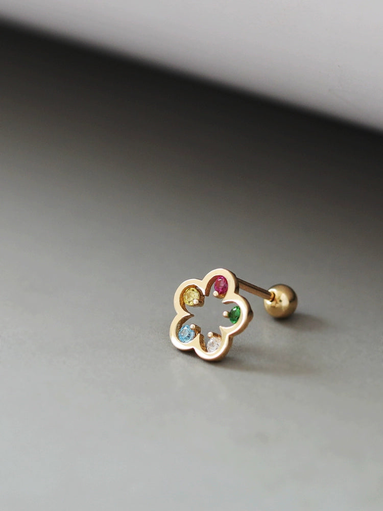 Rainbow Stones Flower Stud Earrings