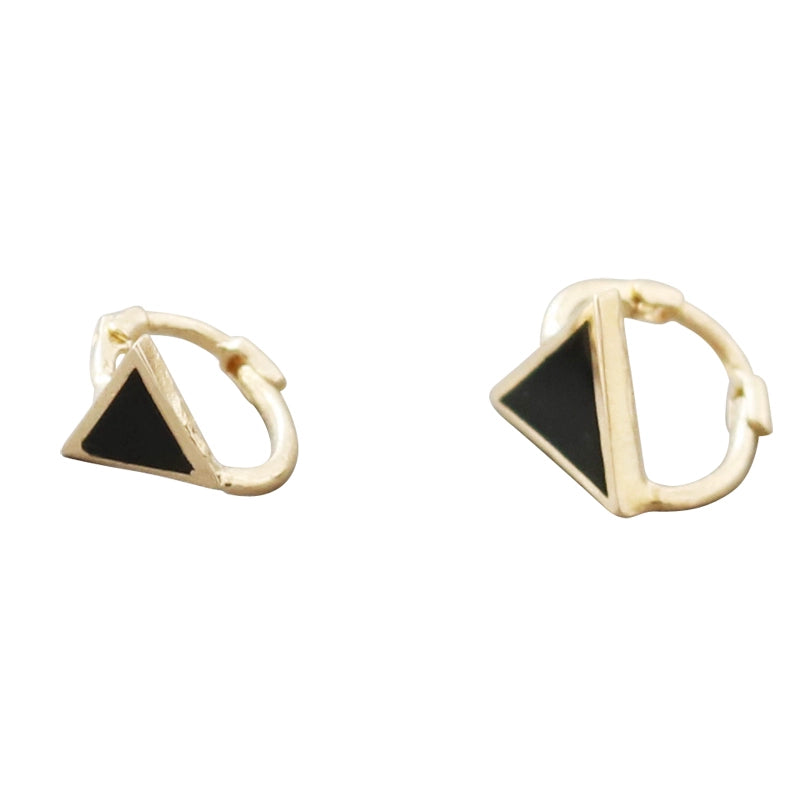 Black Triangle Huggie Hoops