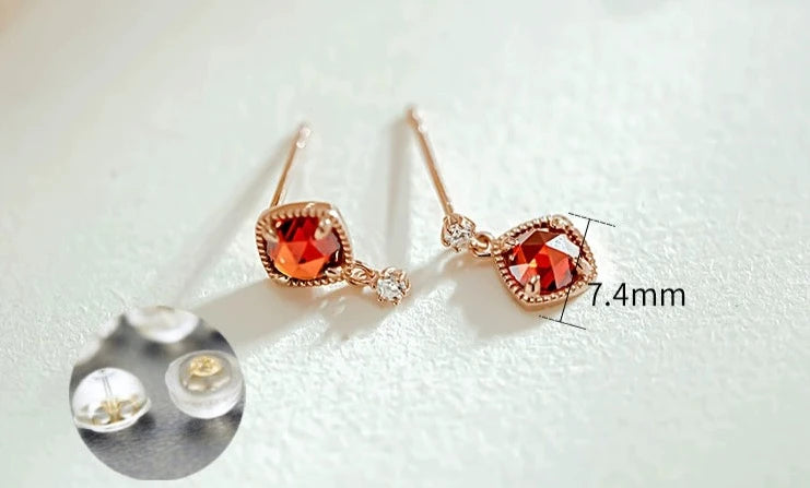 Red Cushion Throne Stud Earrings