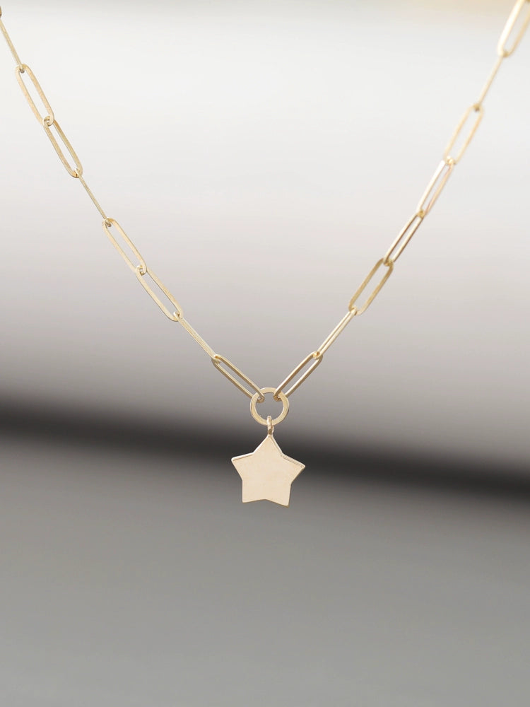 Star On Paperclip Chain Necklace