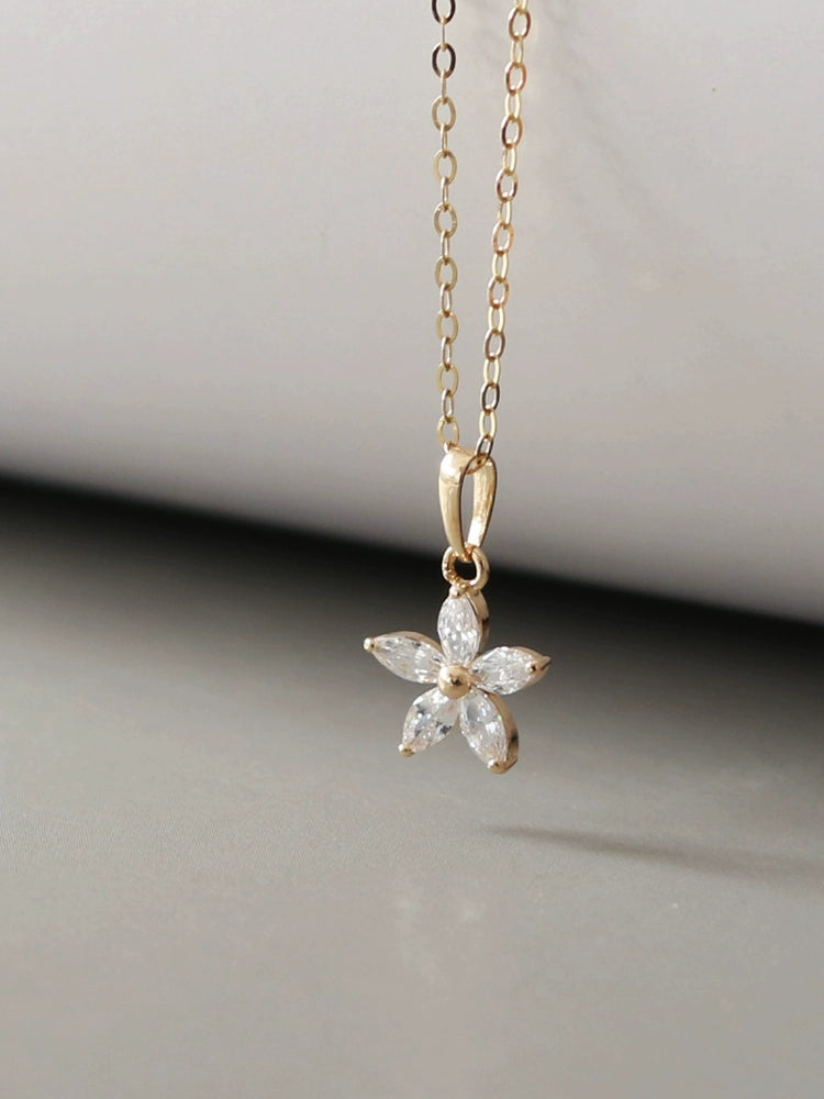 Hanging Star Flower Charm Necklace