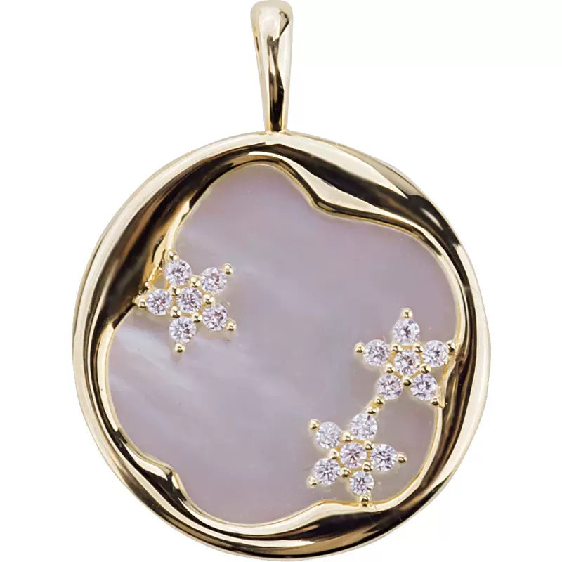 Beauty Flower Pearl Round Charm Pendant