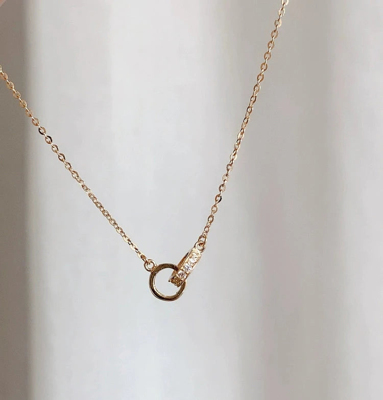 Interlinked Duo Rings Necklace