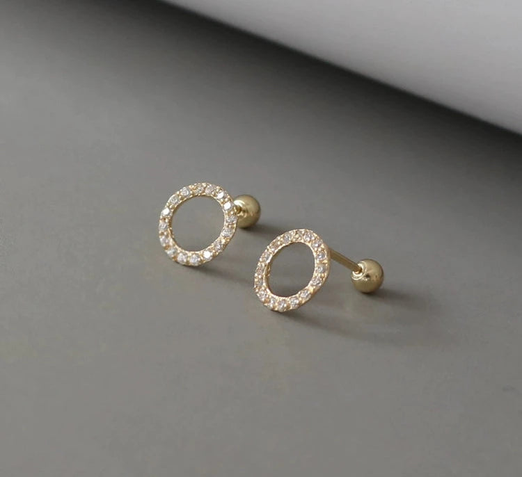 Moissanite Studded Circle Stud Earrings