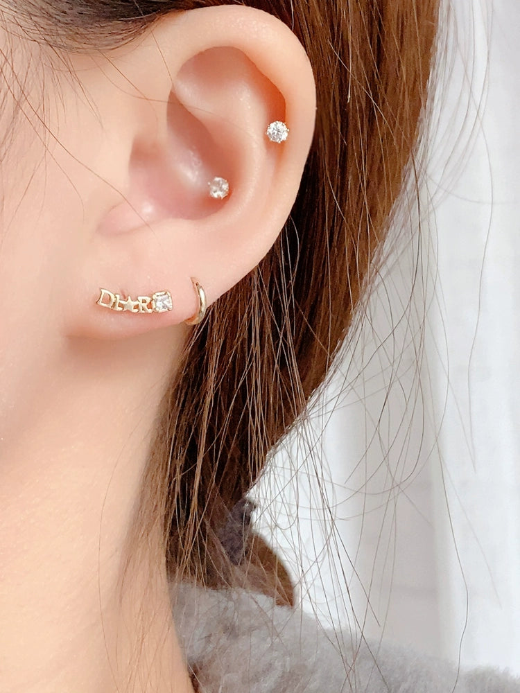 Asymmetric D Star Logo Stud Earrings