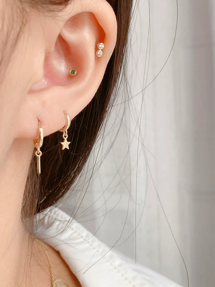 Asymmetric Star & Wand Huggie Hoops