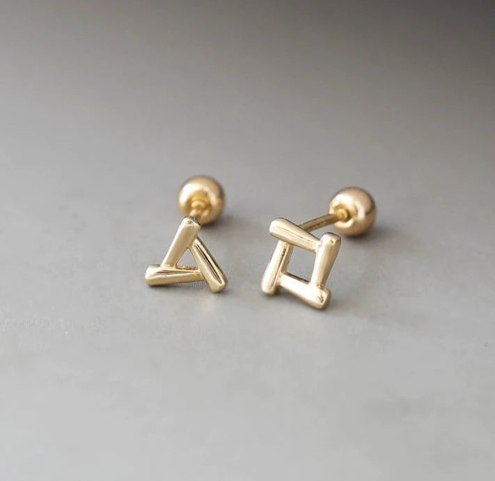 Geometric Triangle Square Stud Earrings