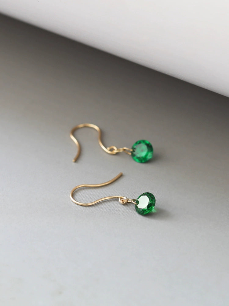 Round Gem Ear Hook Earrings