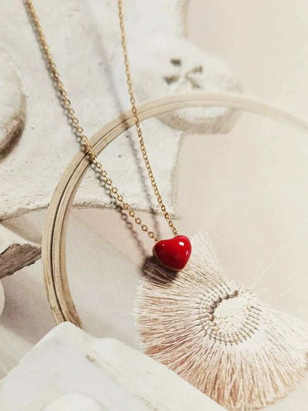 Red Apple Heart Necklace