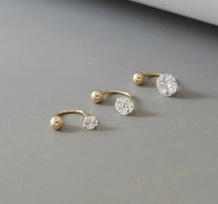 U-Bar Round Cut Stud Earrings