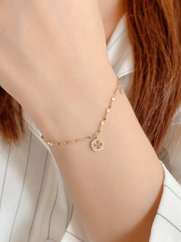 Clover Coin Sequinned Chain Bracelet