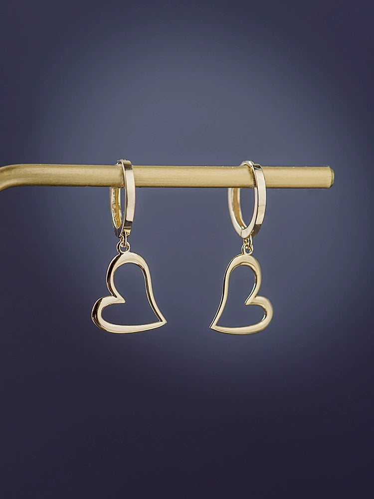 Swinging Love Heart Huggie Hoops