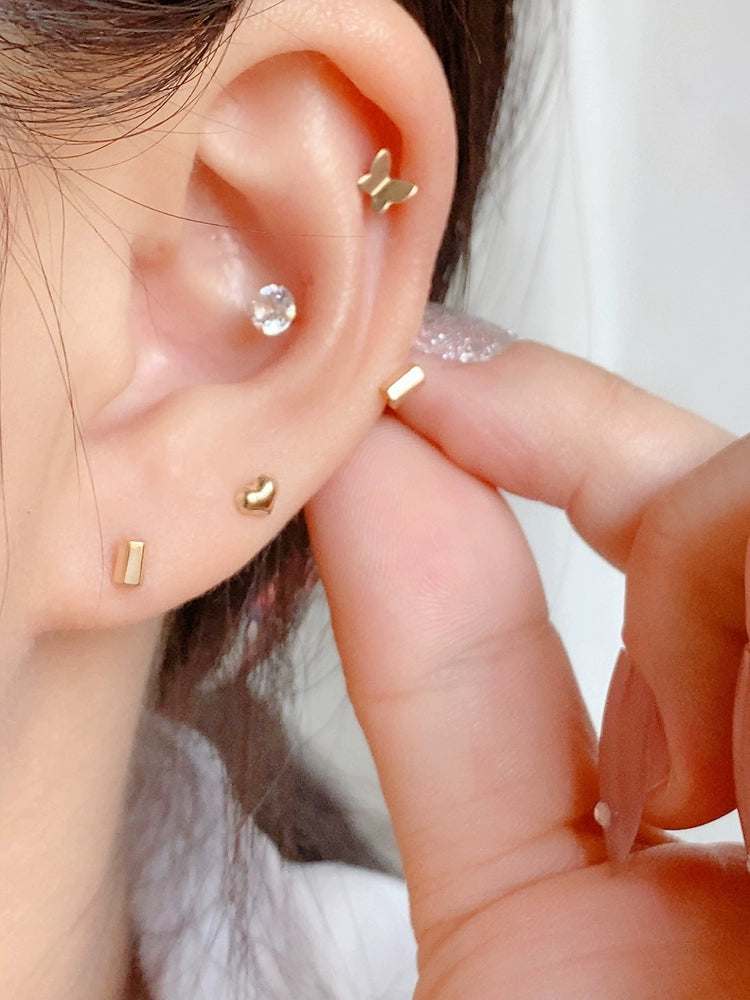 Open Hex Bar Stud Earrings