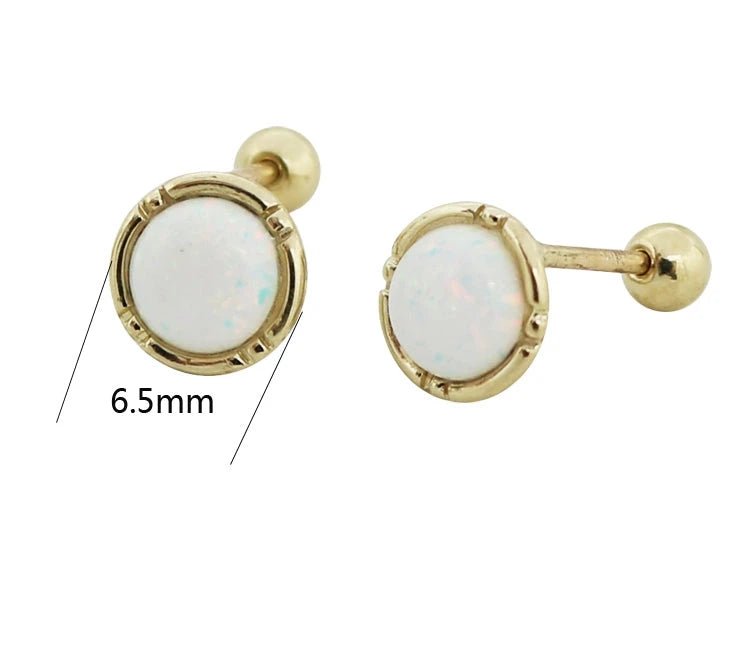 Opal Stone Wheel Stud Earrings