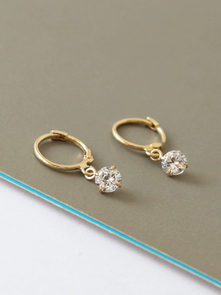 Moissanite Stone Huggie Hoops