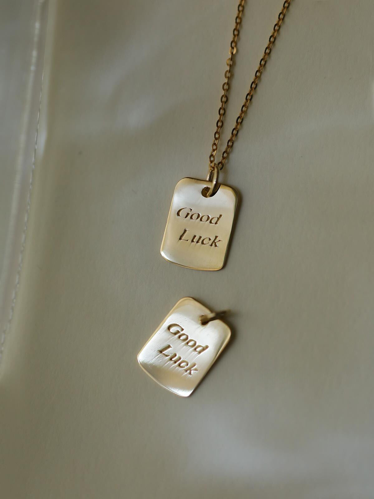 'Good Luck'  Plate Charm Necklace