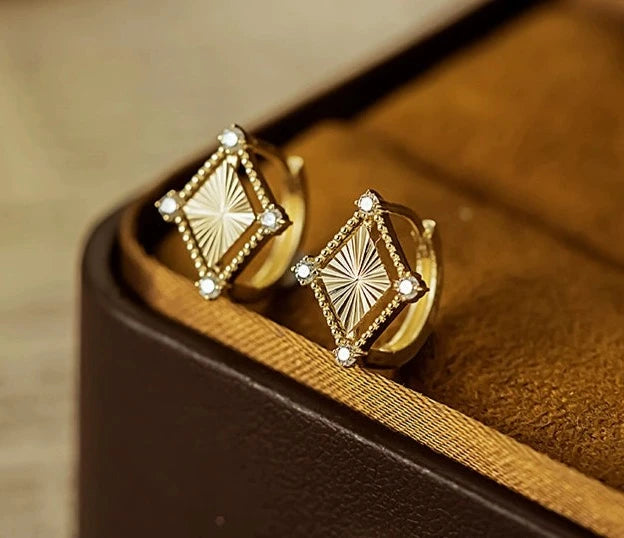 Reiss Beaded Rhombus Huggie Hoops Earrings