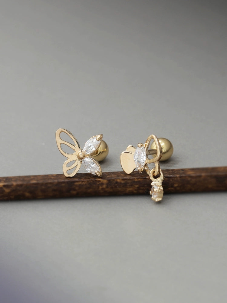 Asymmetric Mariposa Stud Earrings